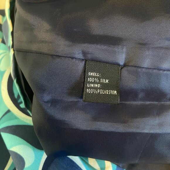 Chaus Silk Teal Navy Tiered Midi Shift Dress Size 8 Office‎ Sheath Retro Resort - Picture 8 of 8